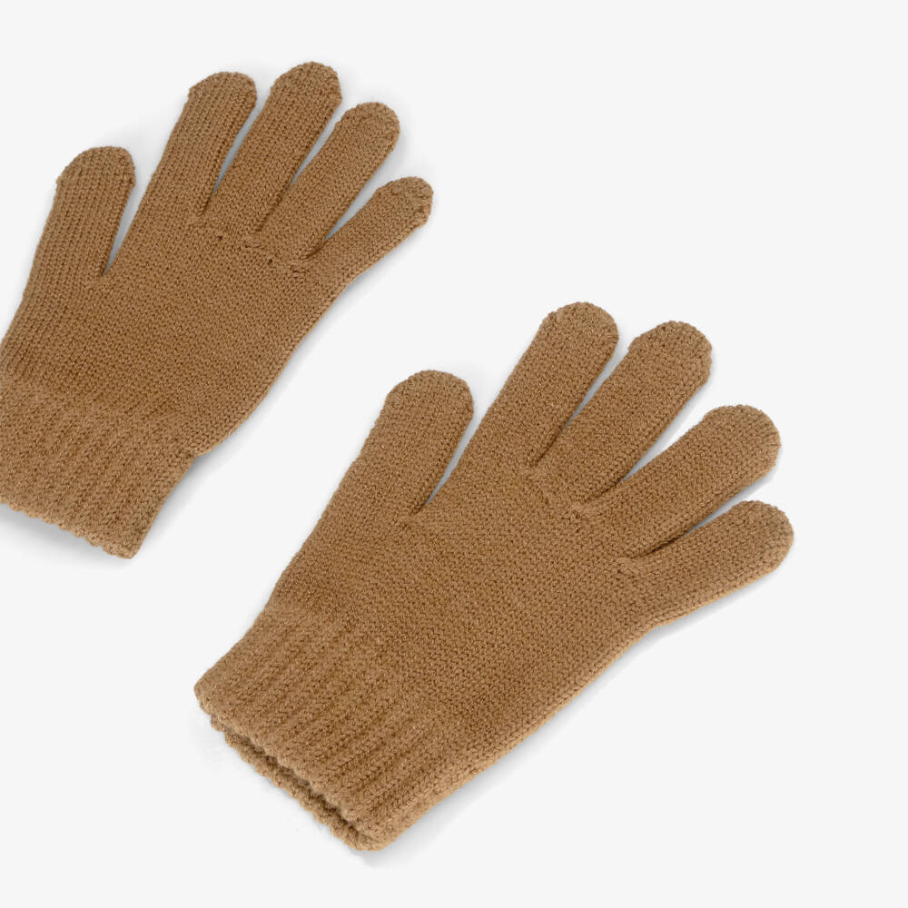 Mayoral-Dark Beige Knitted Gloves | Childrensalon Outlet