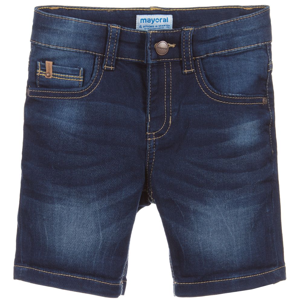 Mayoral - Dark Blue Wash Denim Shorts | Childrensalon