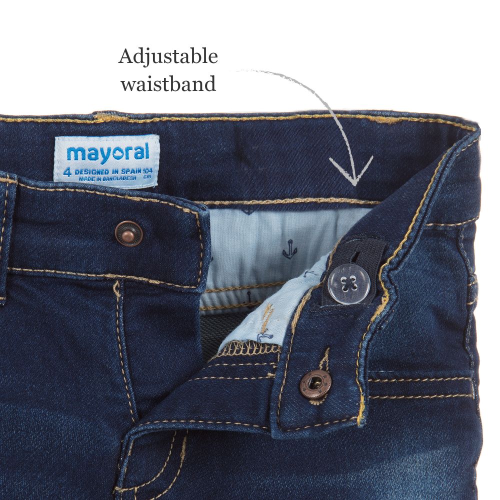 Mayoral-Dark Blue Wash Denim Shorts | Childrensalon Outlet