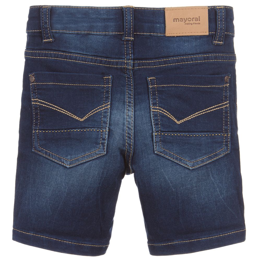 Mayoral-Dark Blue Wash Denim Shorts | Childrensalon Outlet