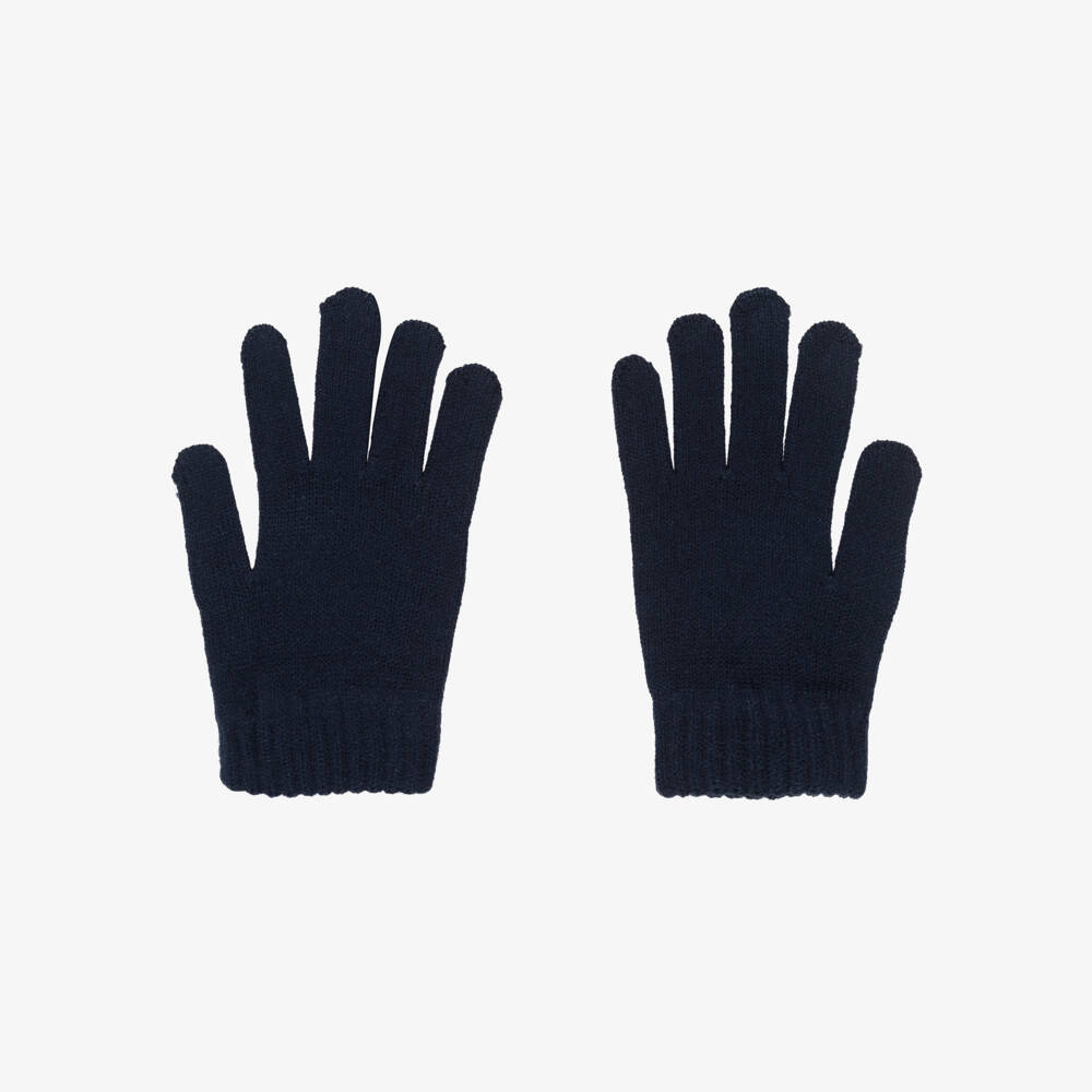 Mayoral-Dark Navy Blue Knitted Gloves | Childrensalon Outlet