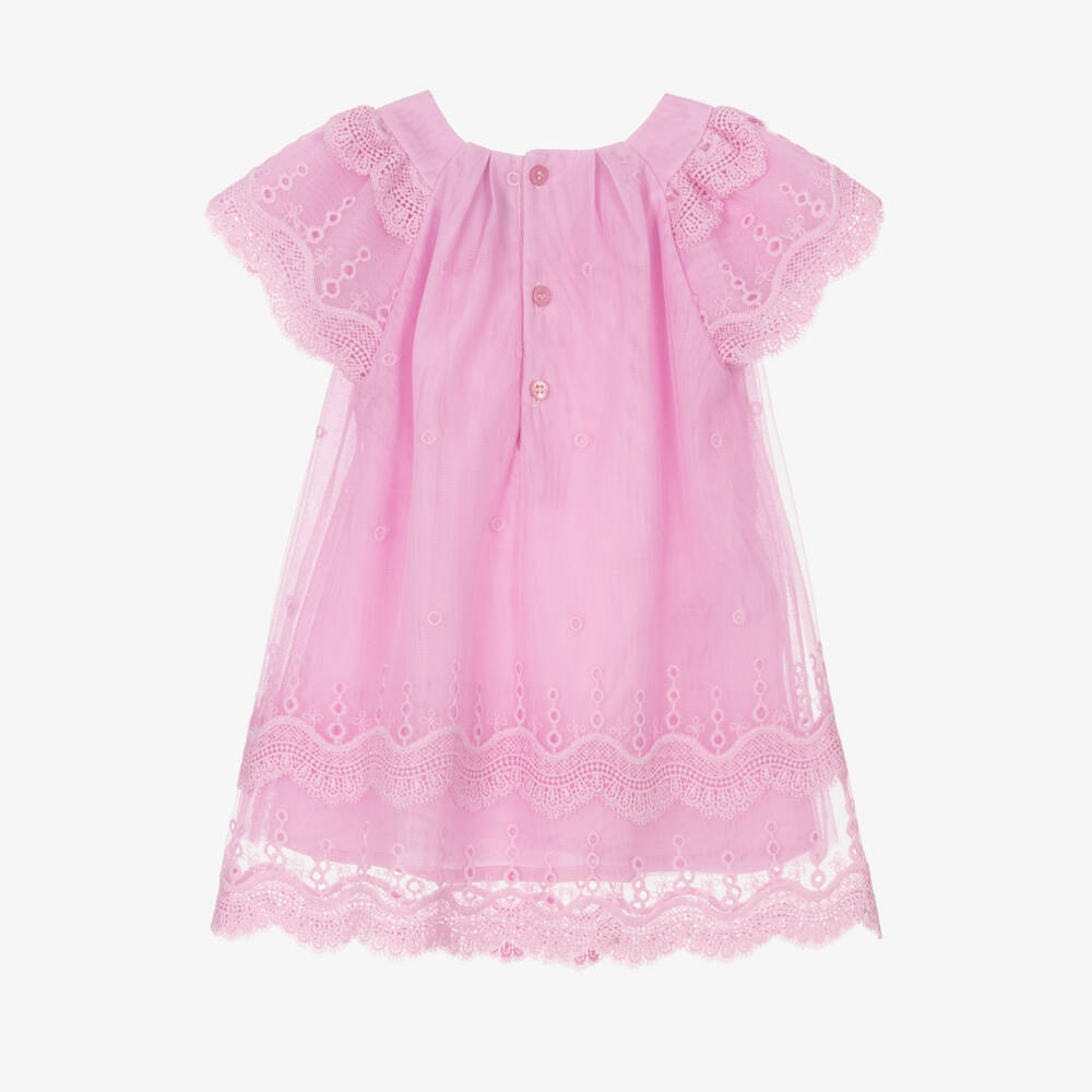 Mayoral-Нежное розовое платье из тюля с вышивкой для девочек | Childrensalon Outlet