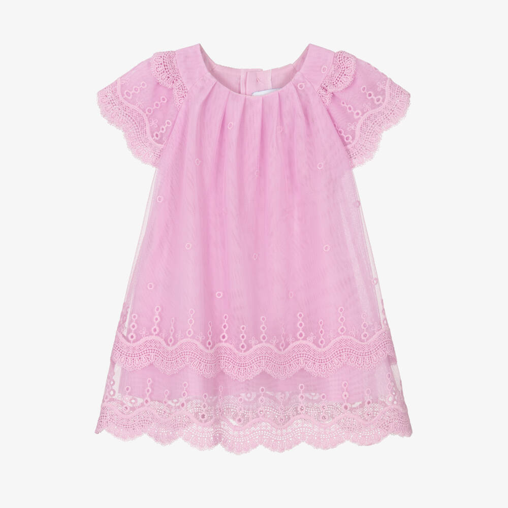 Mayoral-Нежное розовое платье из тюля с вышивкой для девочек | Childrensalon Outlet