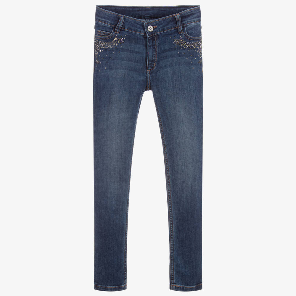 Mayoral-جينزسكيني قطن دنيم ستريتش لون أزرق للبنات | Childrensalon Outlet