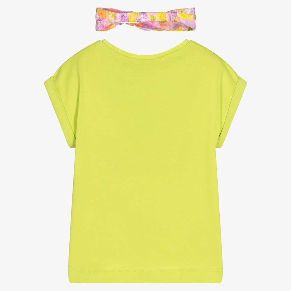 Mayoral-Футболка и повязка на голову в цветочек | Childrensalon Outlet