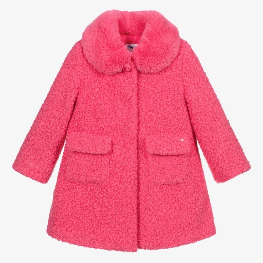 Mayoral - Manteau rose fuchsia en bouclé | Childrensalon