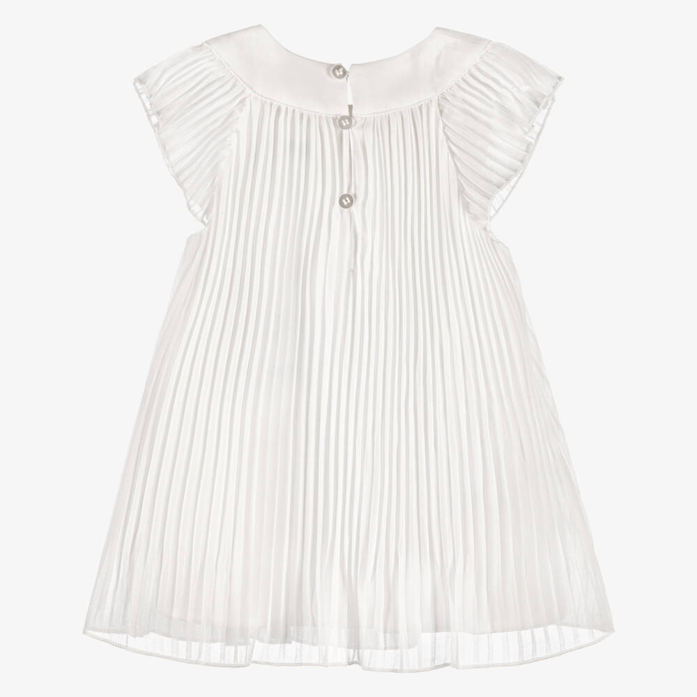 Mayoral-Girl Ivory Pleated Floral Frock | Childrensalon Outlet