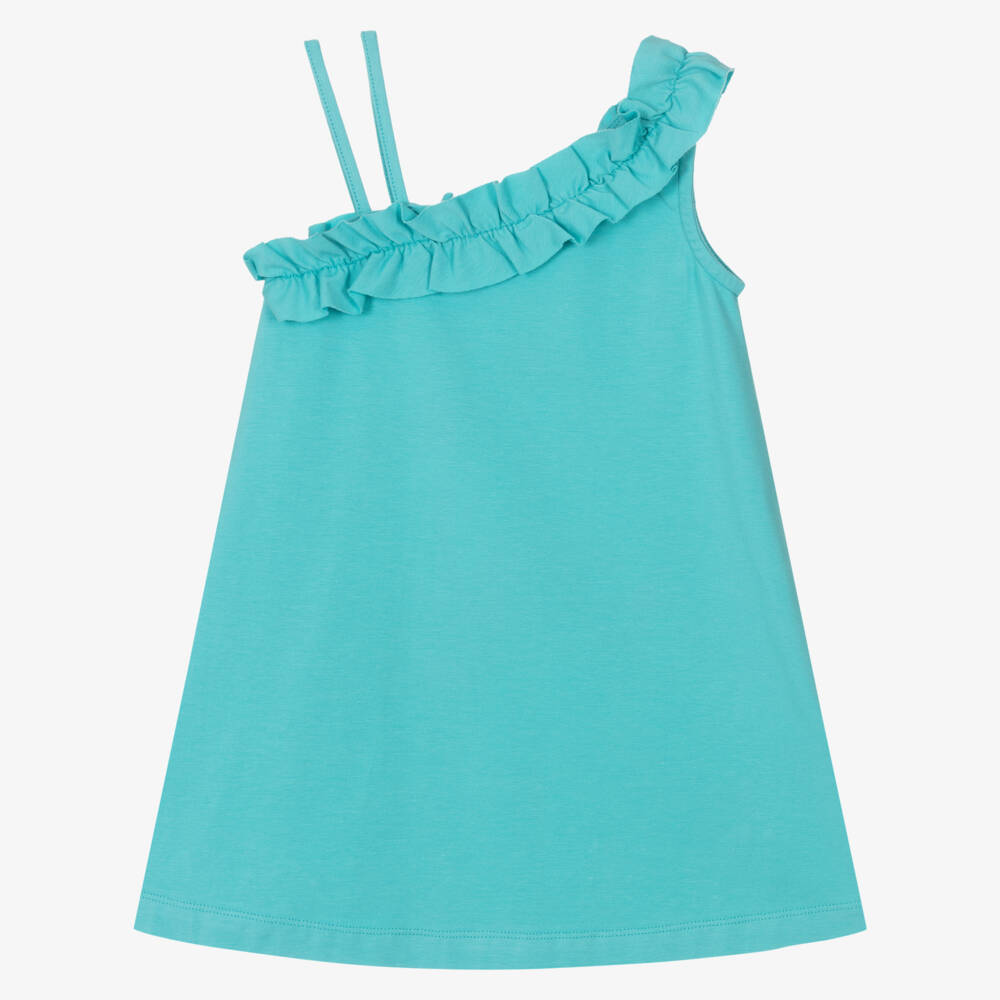 Mayoral-Girls Aqua Dreamy Flamingo Dress | Childrensalon Outlet