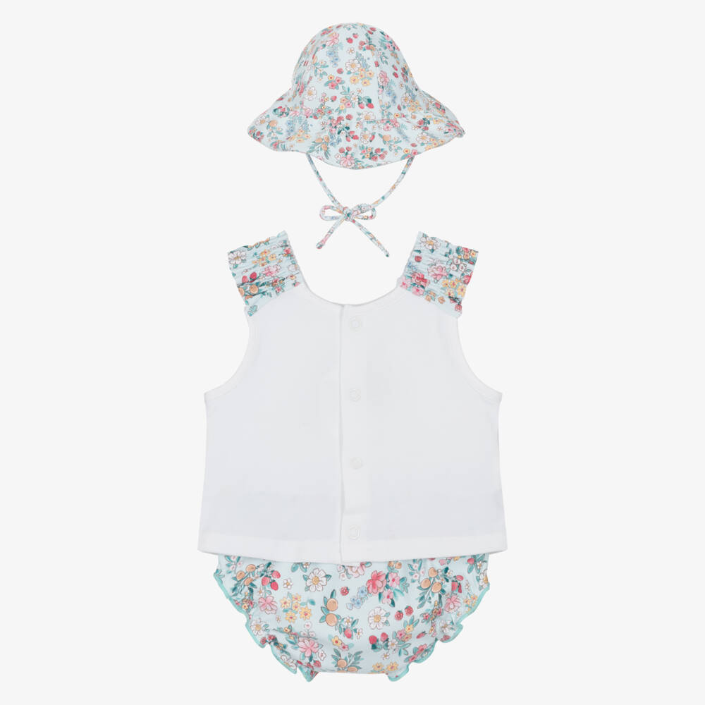 Mayoral Newborn-ثلاثية ملابس بحر زهرية للبنات بلون أكوا | Childrensalon Outlet