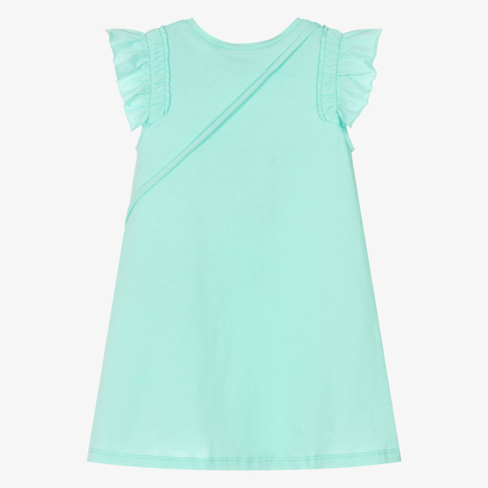 Mayoral-Girls Aqua Flutter Sleeve Dress Set | Childrensalon Outlet