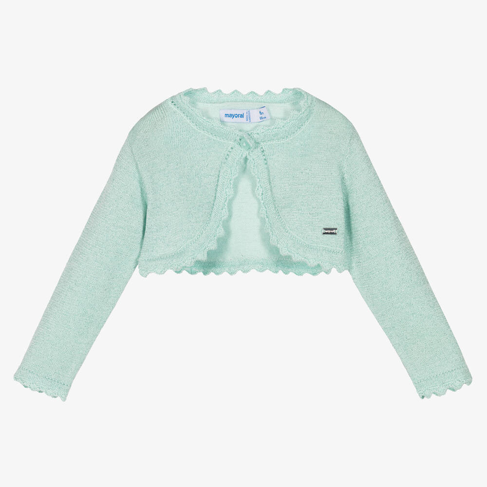 Mayoral - Girls Aqua Green Bolero Cardigan | Childrensalon