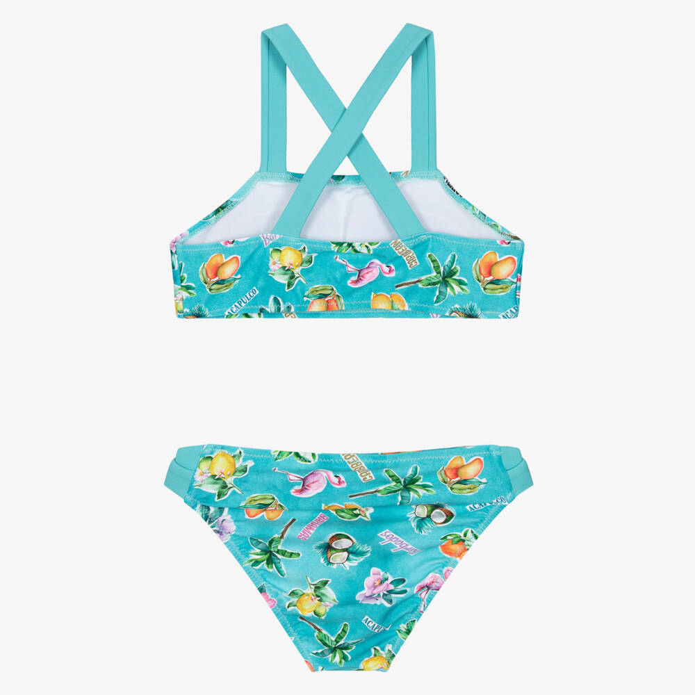 Mayoral-Girls Aqua Tropical Patterned Bikini | Childrensalon Outlet