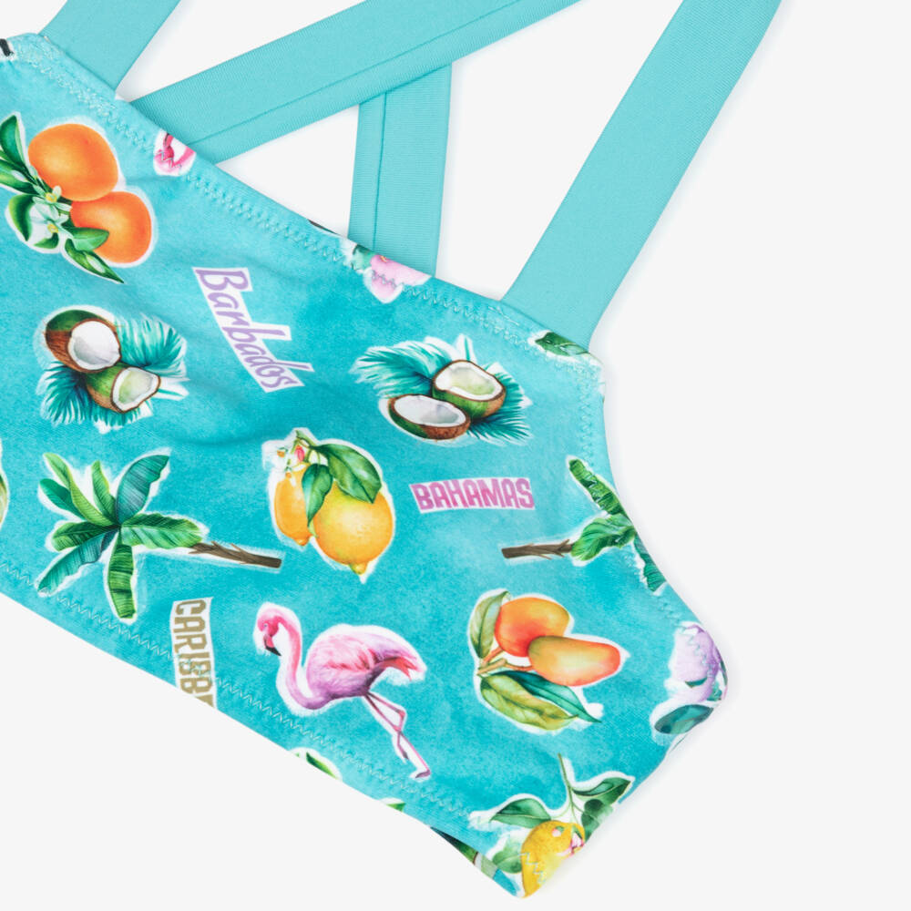Mayoral-Girls Aqua Tropical Patterned Bikini | Childrensalon Outlet