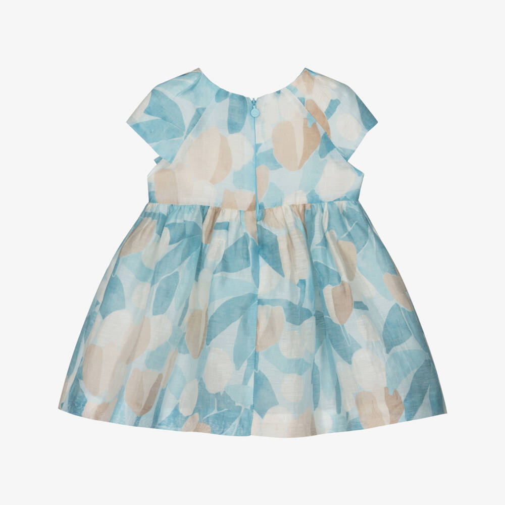 Mayoral-Girls Azure Blossom Linen Frock | Childrensalon Outlet