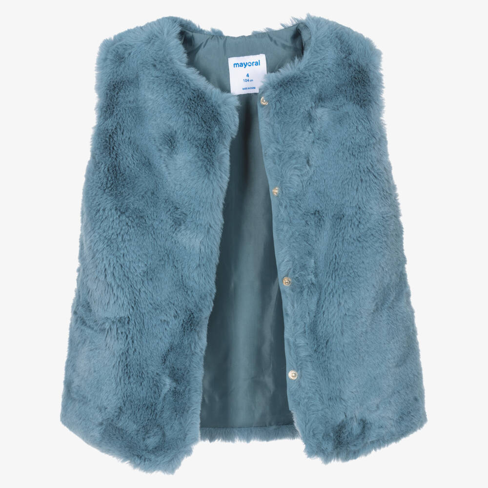 Mayoral-Girls Azure Faux Fur Vest | Childrensalon Outlet