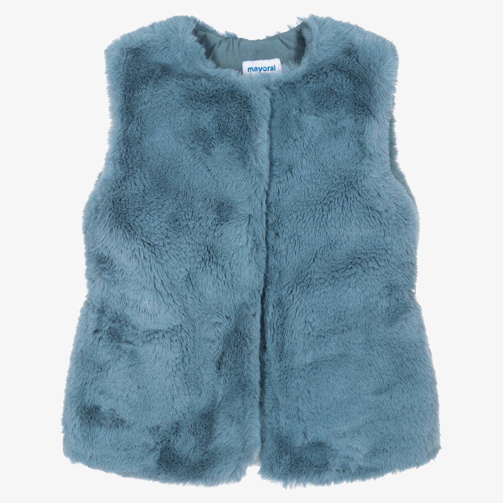Mayoral-Girls Azure Faux Fur Vest | Childrensalon Outlet