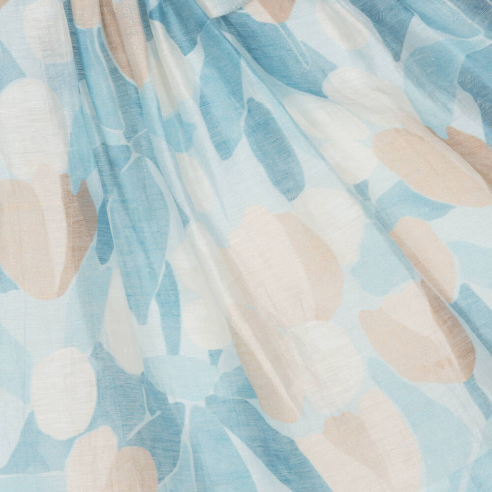 Mayoral-Girls Azure Floral Linen Frock | Childrensalon Outlet