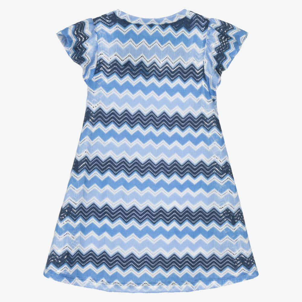 Mayoral-Платье для девочек из лазурного трикотажа с зигзагом | Childrensalon Outlet