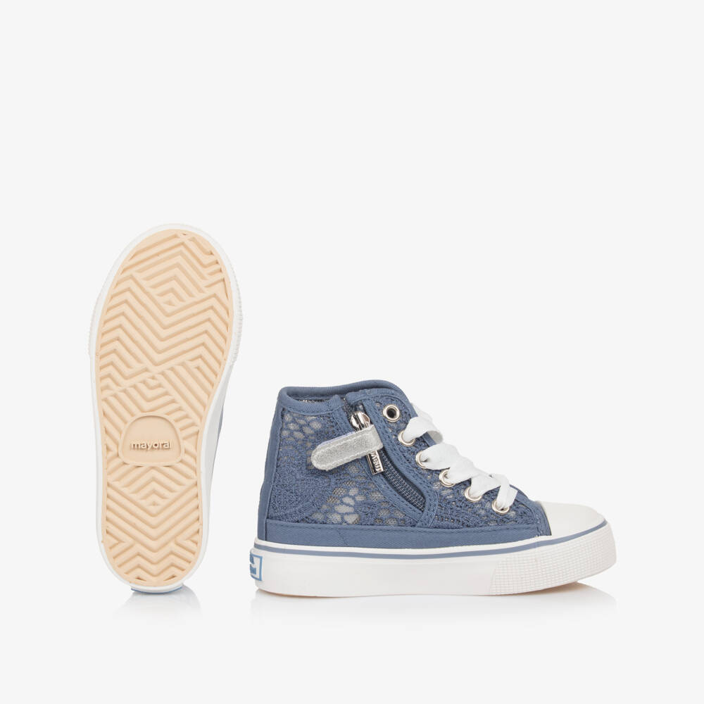 Mayoral-Girls Azure Lace High-Top Sneakers | Childrensalon Outlet