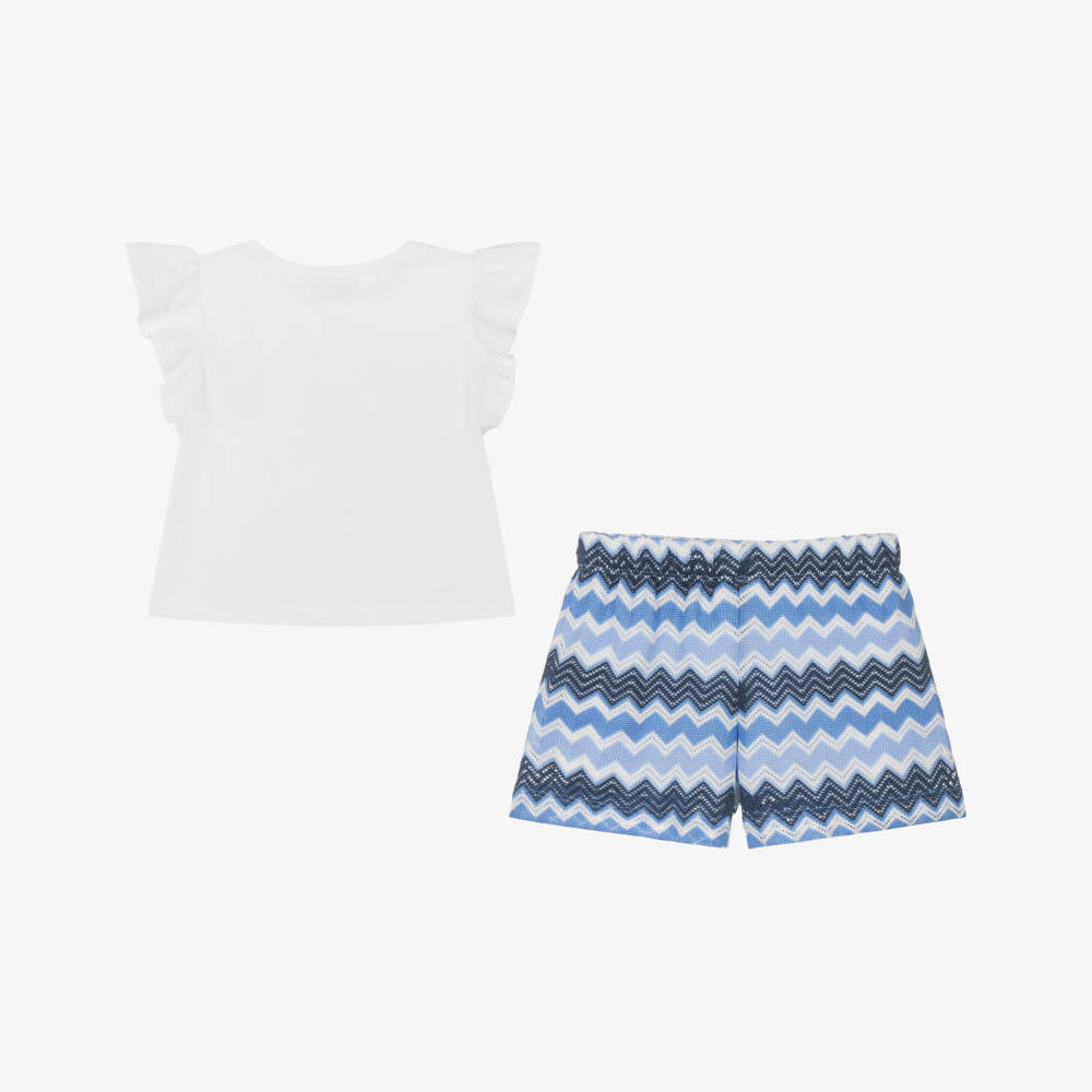 Mayoral-Girls Azure Patterned Summer Ensemble | Childrensalon Outlet