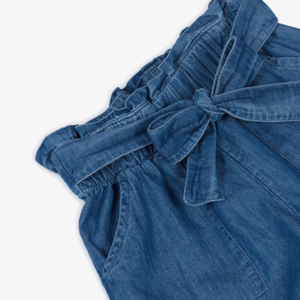 Mayoral-Шорты из хлопка с поясом для девочек в лазурном цвете | Childrensalon Outlet