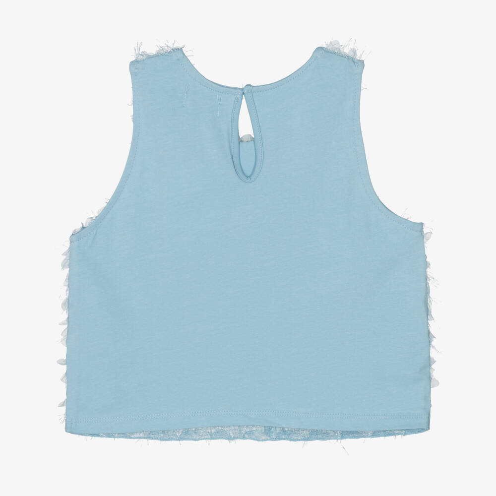 Mayoral-بلوزة تول زرقاء للبنات مع شراشيب | Childrensalon Outlet