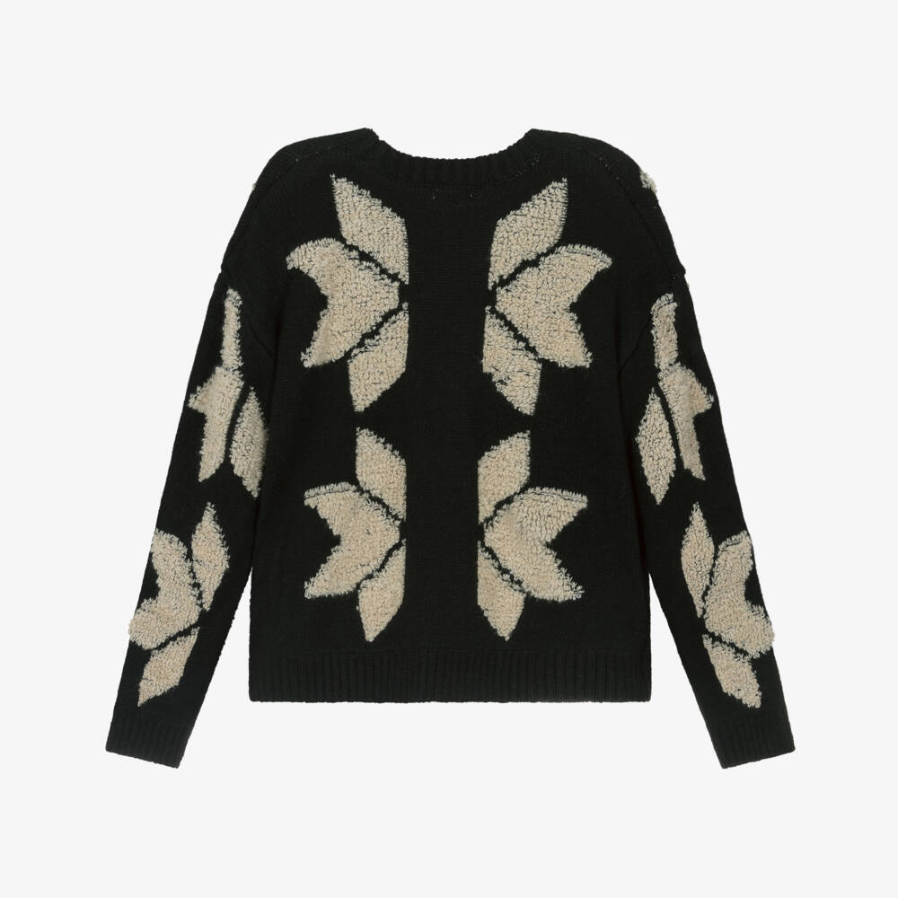 Mayoral-كارديغان محبوك للبنات باللون البيج والأسود | Childrensalon Outlet
