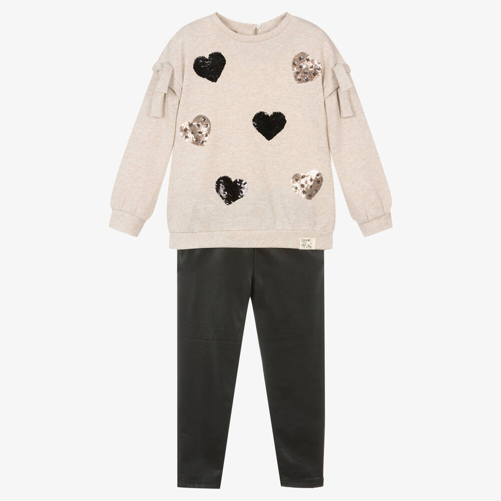 Mayoral - Ensemble legging beige et noir Fille | Childrensalon