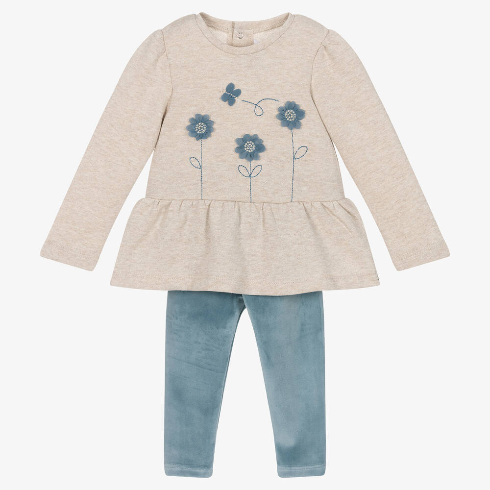 Mayoral - Leggings-Set mit Blumen Beige/Blau | Childrensalon