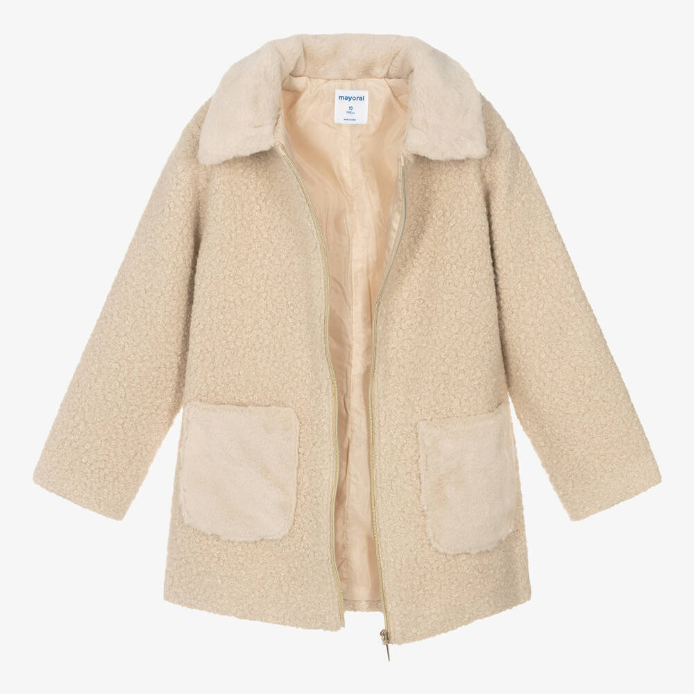 Beige boucle clearance coat