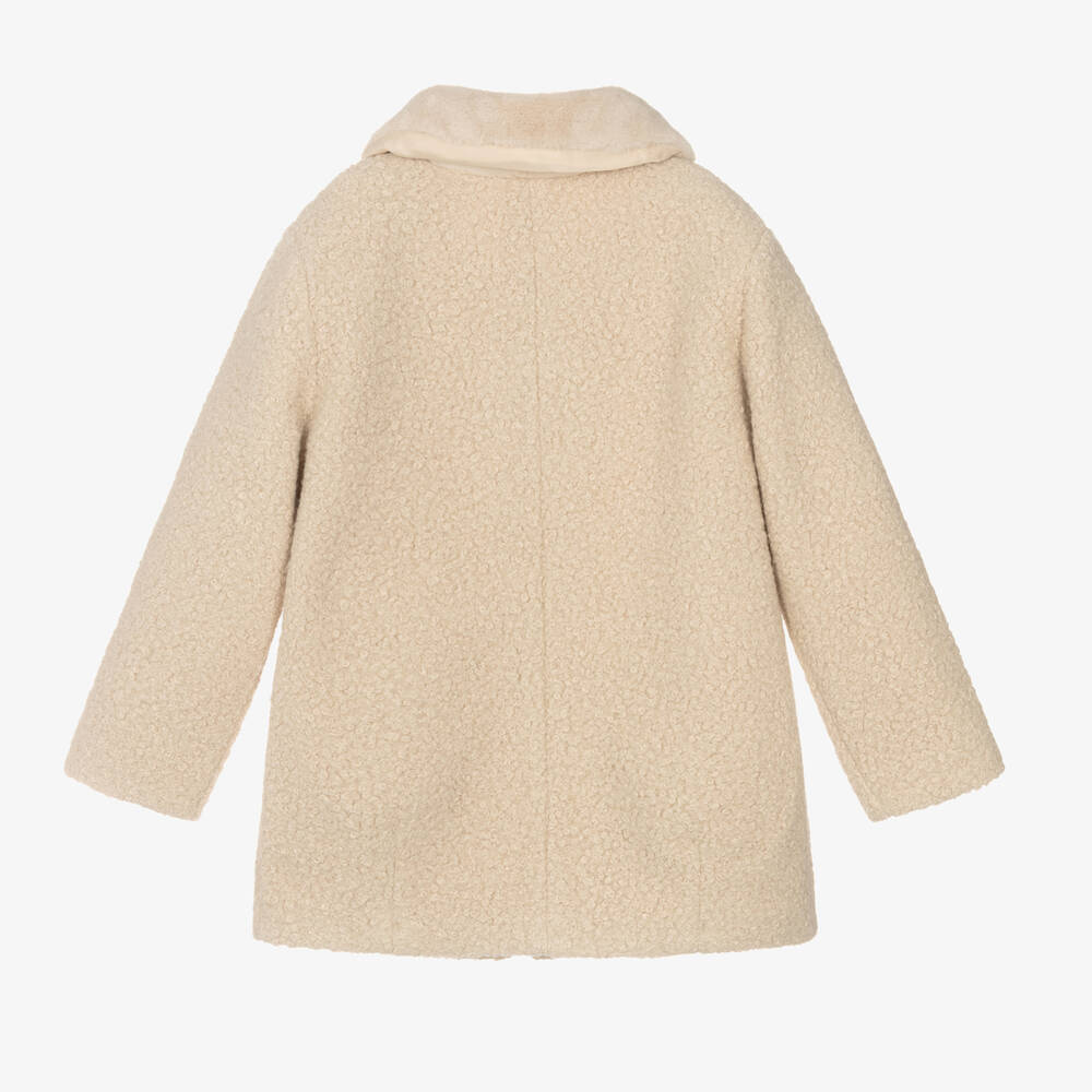 Mayoral-Girls Beige Bouclé Coat | Childrensalon Outlet