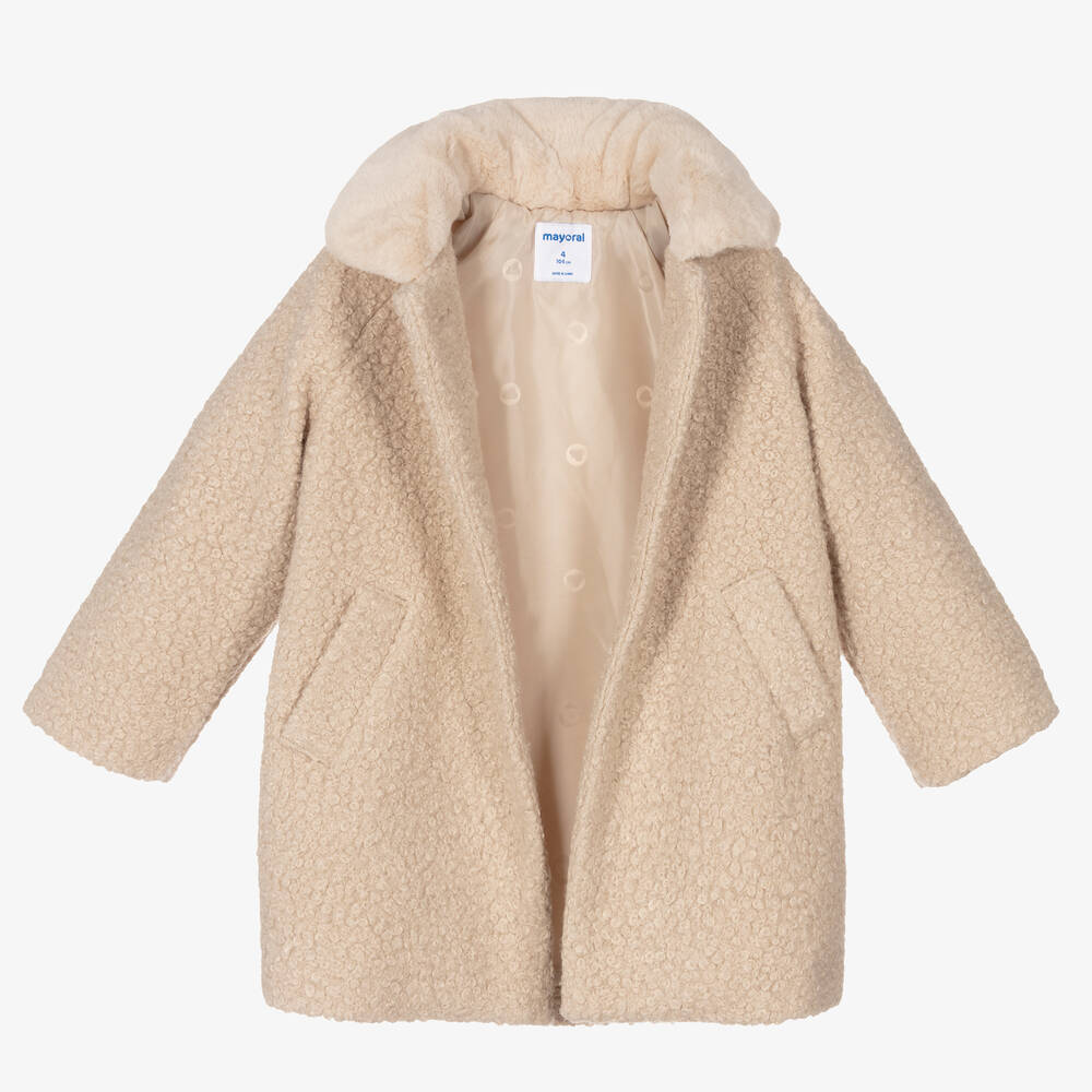 Girls boucle coat sales