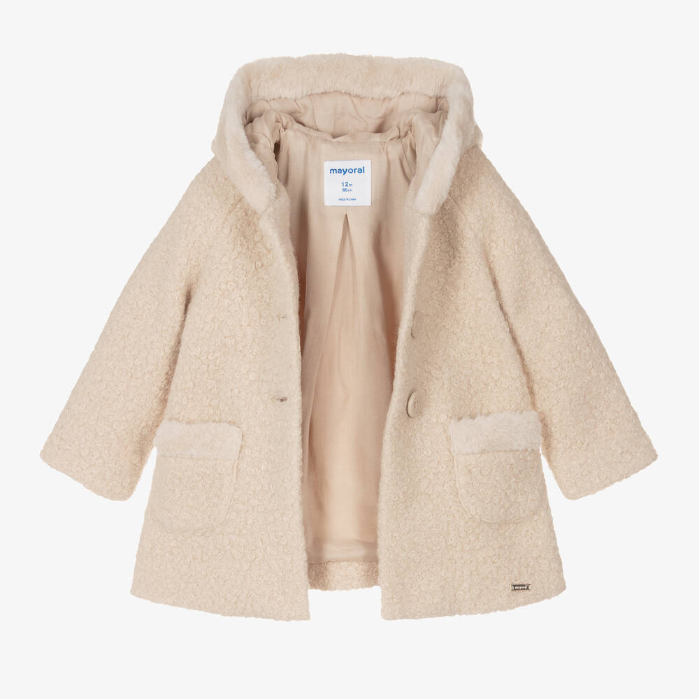 Beige boucle coat clearance