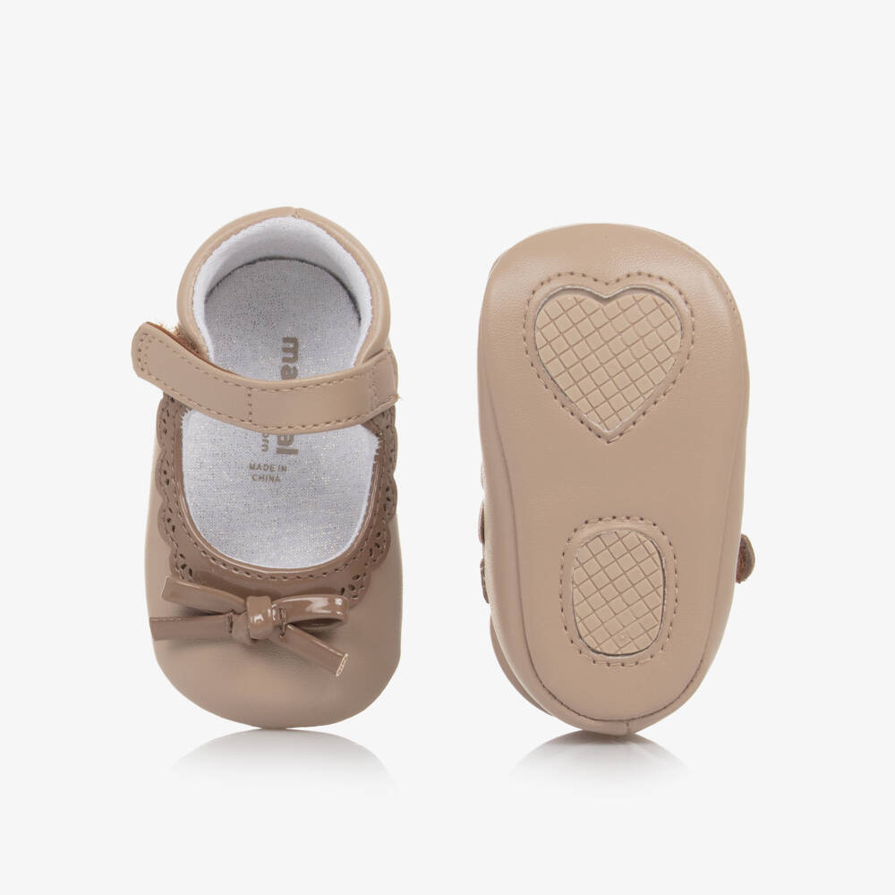 Mayoral Newborn-Girls Beige Bow Infant Shoes | Childrensalon Outlet