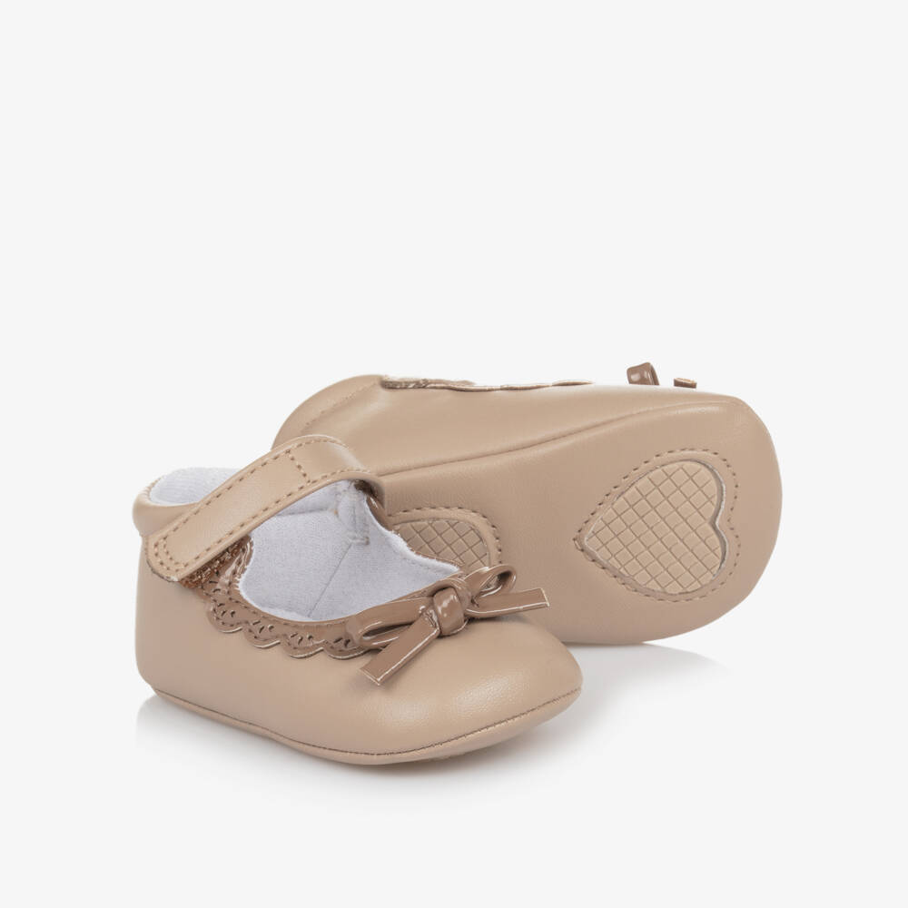 Mayoral Newborn-Girls Beige Bow Infant Shoes | Childrensalon Outlet