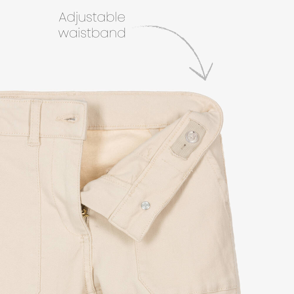 Mayoral-Girls Beige Cargo Jeans | Childrensalon Outlet