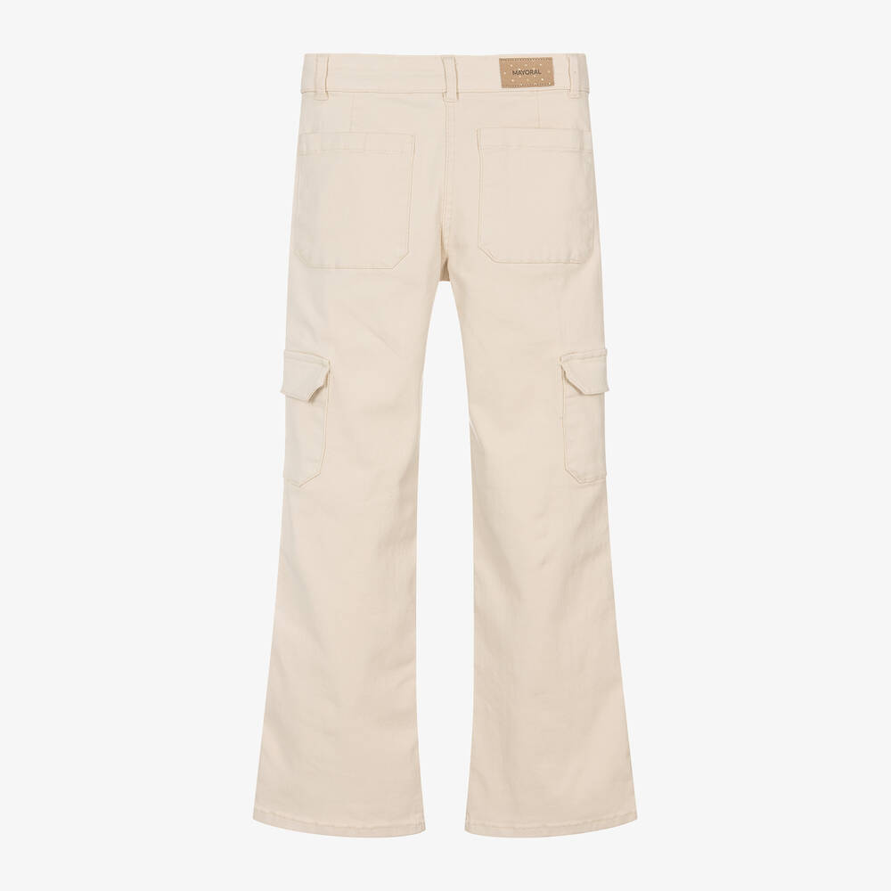 Mayoral-Girls Beige Cargo Jeans | Childrensalon Outlet
