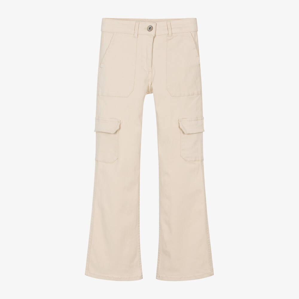 Mayoral-Girls Beige Cargo Jeans | Childrensalon Outlet