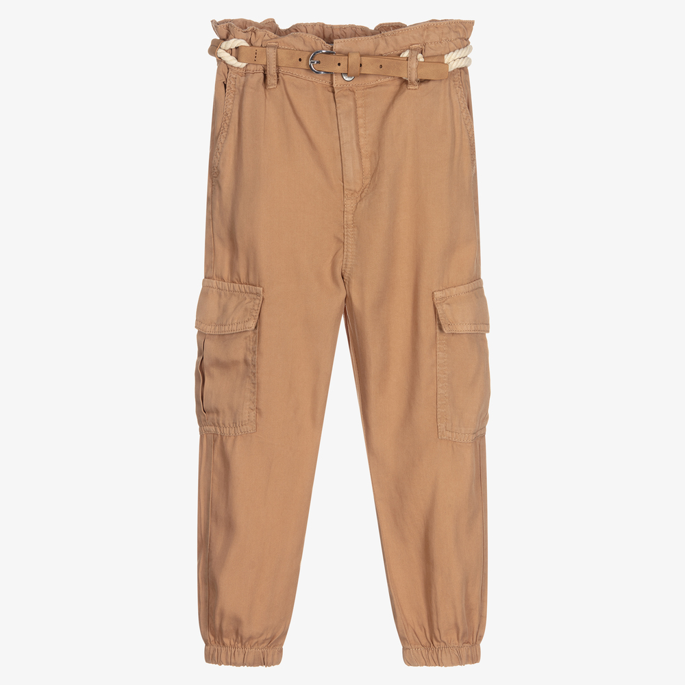 Mayoral - Girls Beige Cargo Trousers | Childrensalon