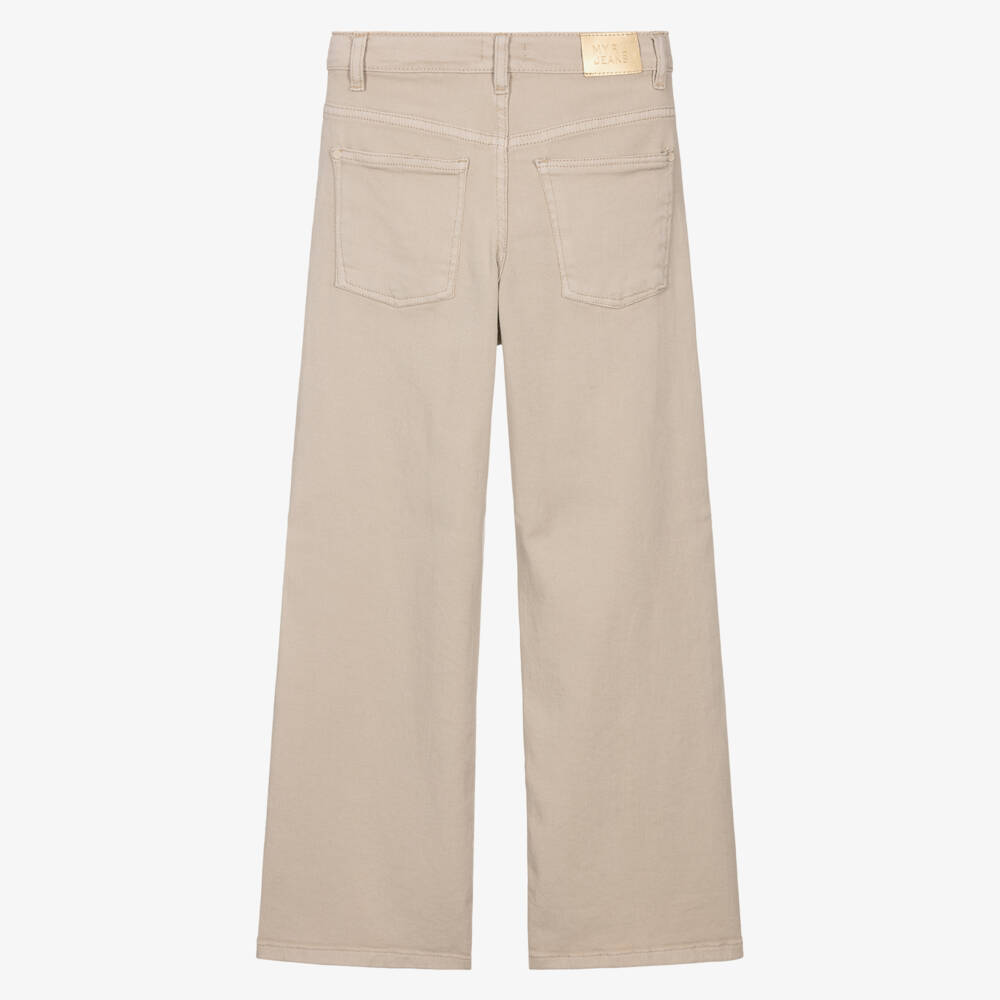 Mayoral-Girls Beige Classic Fit Denim Pants | Childrensalon Outlet
