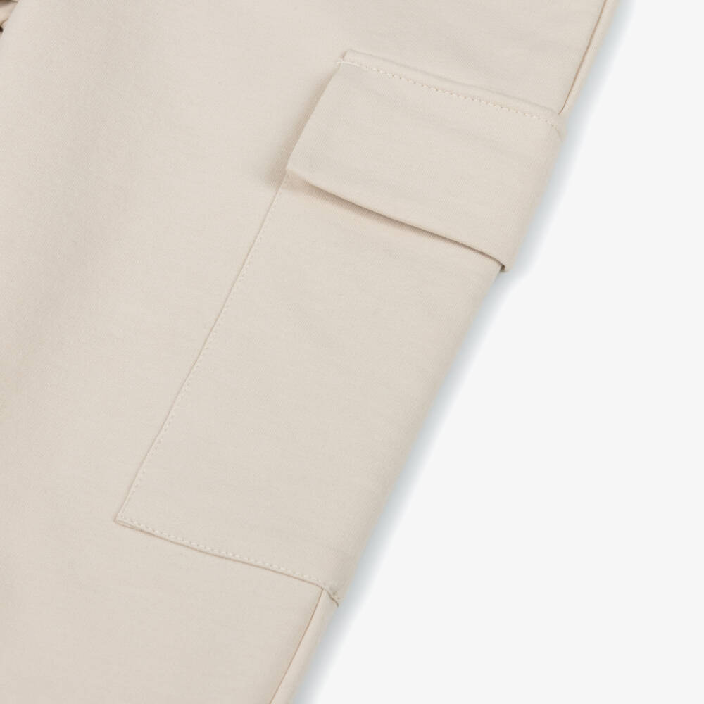Mayoral-Girls Beige Cotton Jersey Cargo Joggers | Childrensalon Outlet