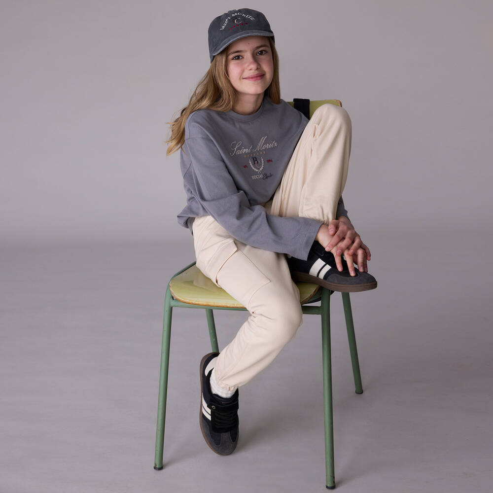 Mayoral-Girls Beige Cotton Jersey Cargo Joggers | Childrensalon Outlet
