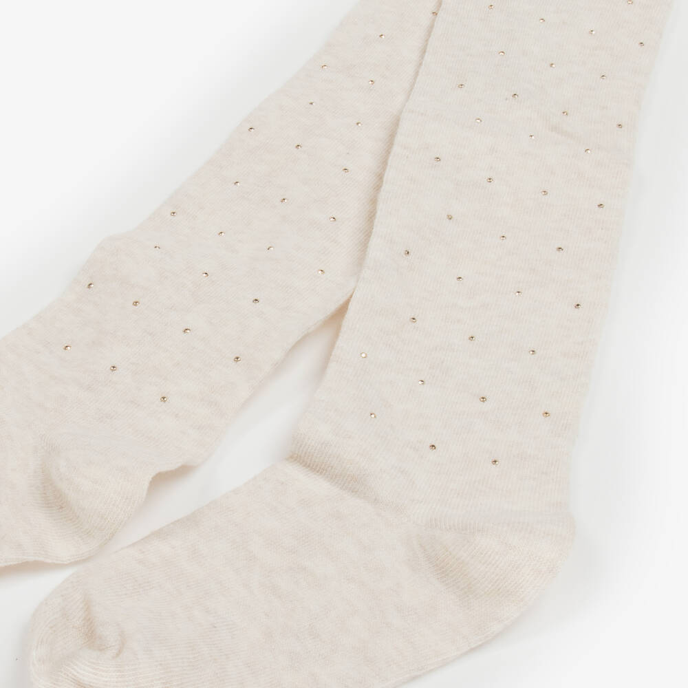 Mayoral-جوارب بنات بيج مزينة بالذهب | Childrensalon Outlet
