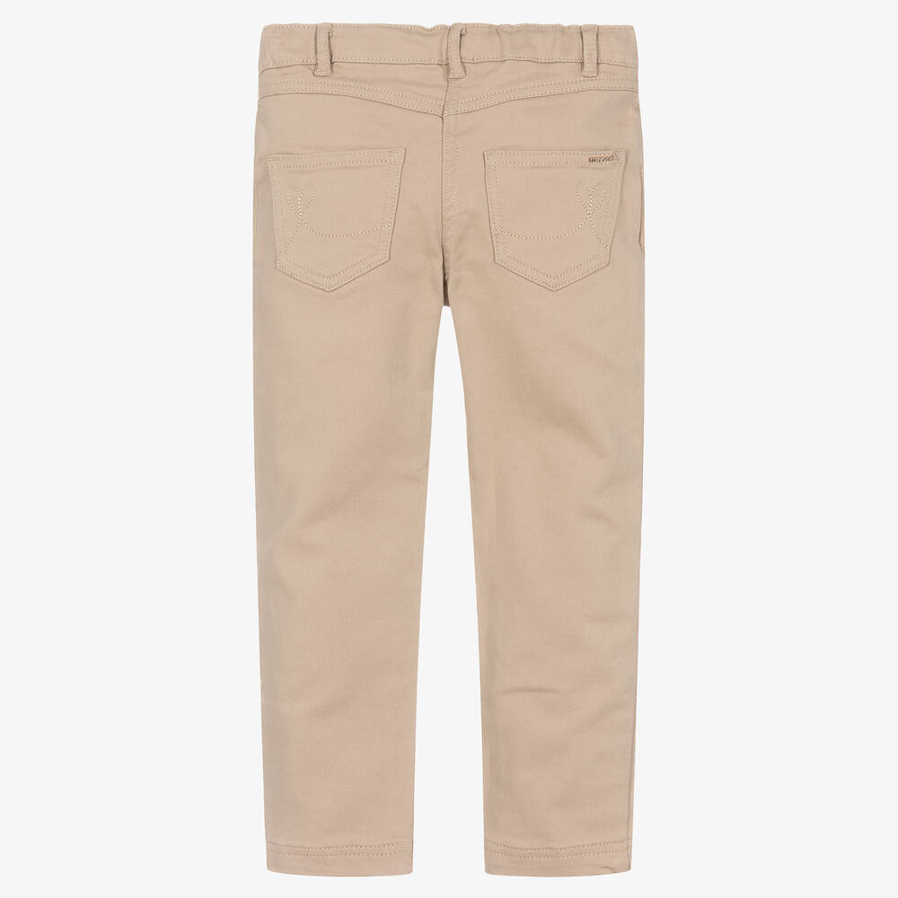 Mayoral-Бежевые хлопковые брюки со стразами | Childrensalon Outlet