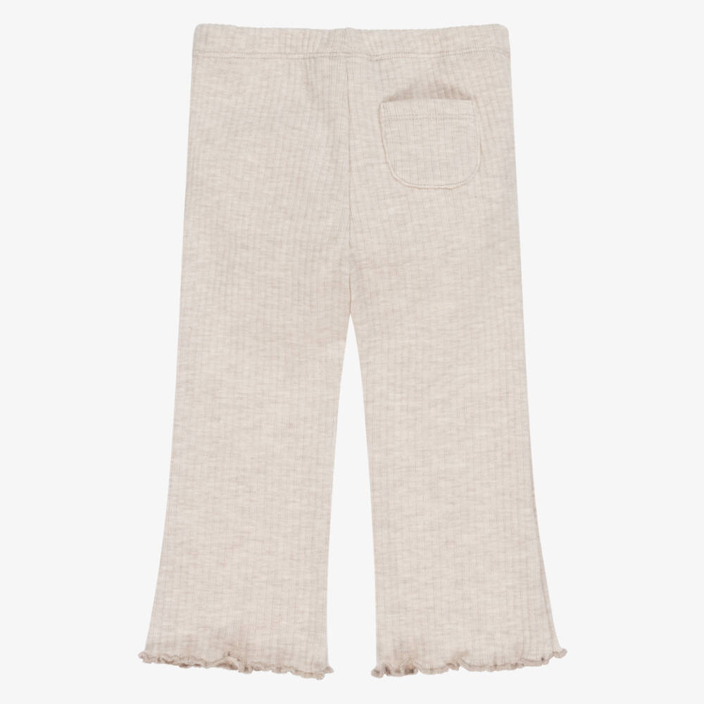 Mayoral-Girls Beige Cotton Ribbed Jersey Leggings | Childrensalon Outlet
