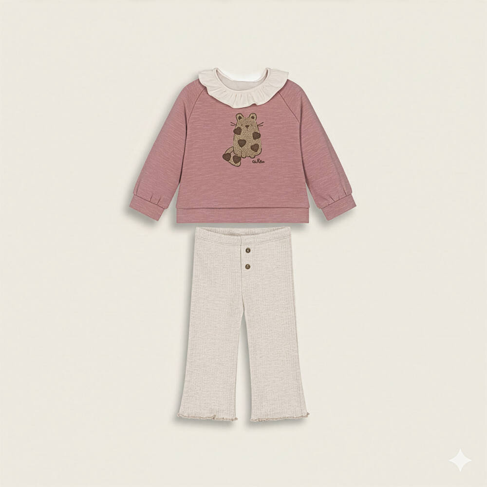 Mayoral-Girls Beige Cotton Ribbed Jersey Leggings | Childrensalon Outlet