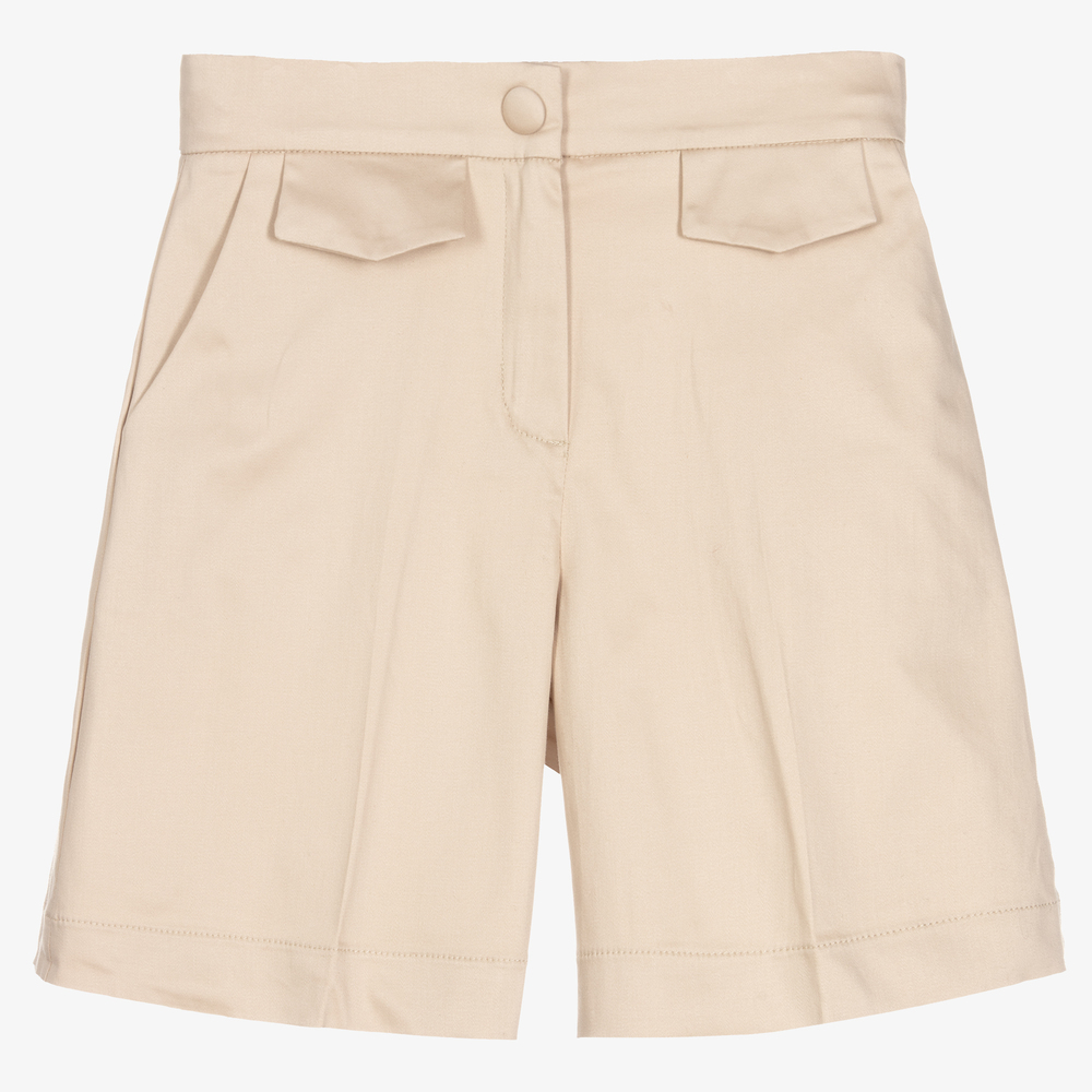 Mayoral - Girls Beige Cotton Shorts | Childrensalon
