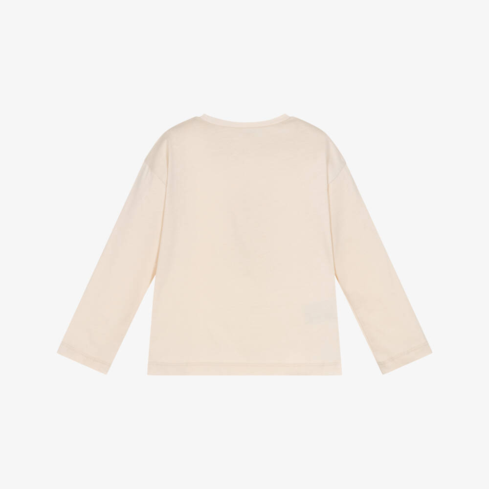 Mayoral-Футболка из бежевого хлопка с сердцем для девочек | Childrensalon Outlet
