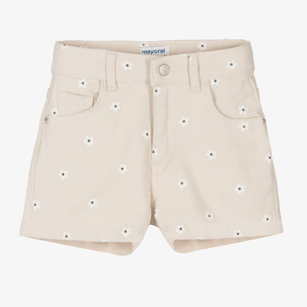 Mayoral-Girls Beige Cotton Twill Shorts | Childrensalon Outlet