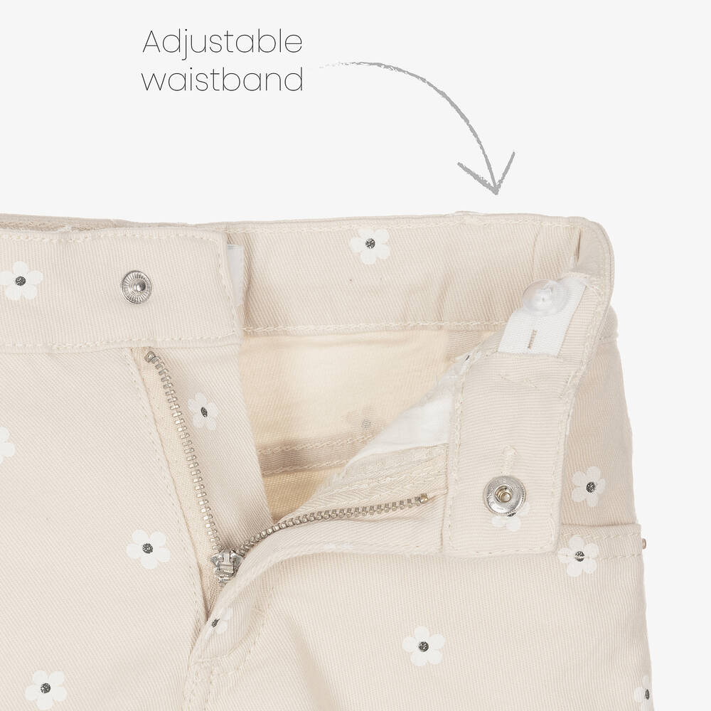 Mayoral-شورت قطن تويل دنيم لون بيج للبنات | Childrensalon Outlet